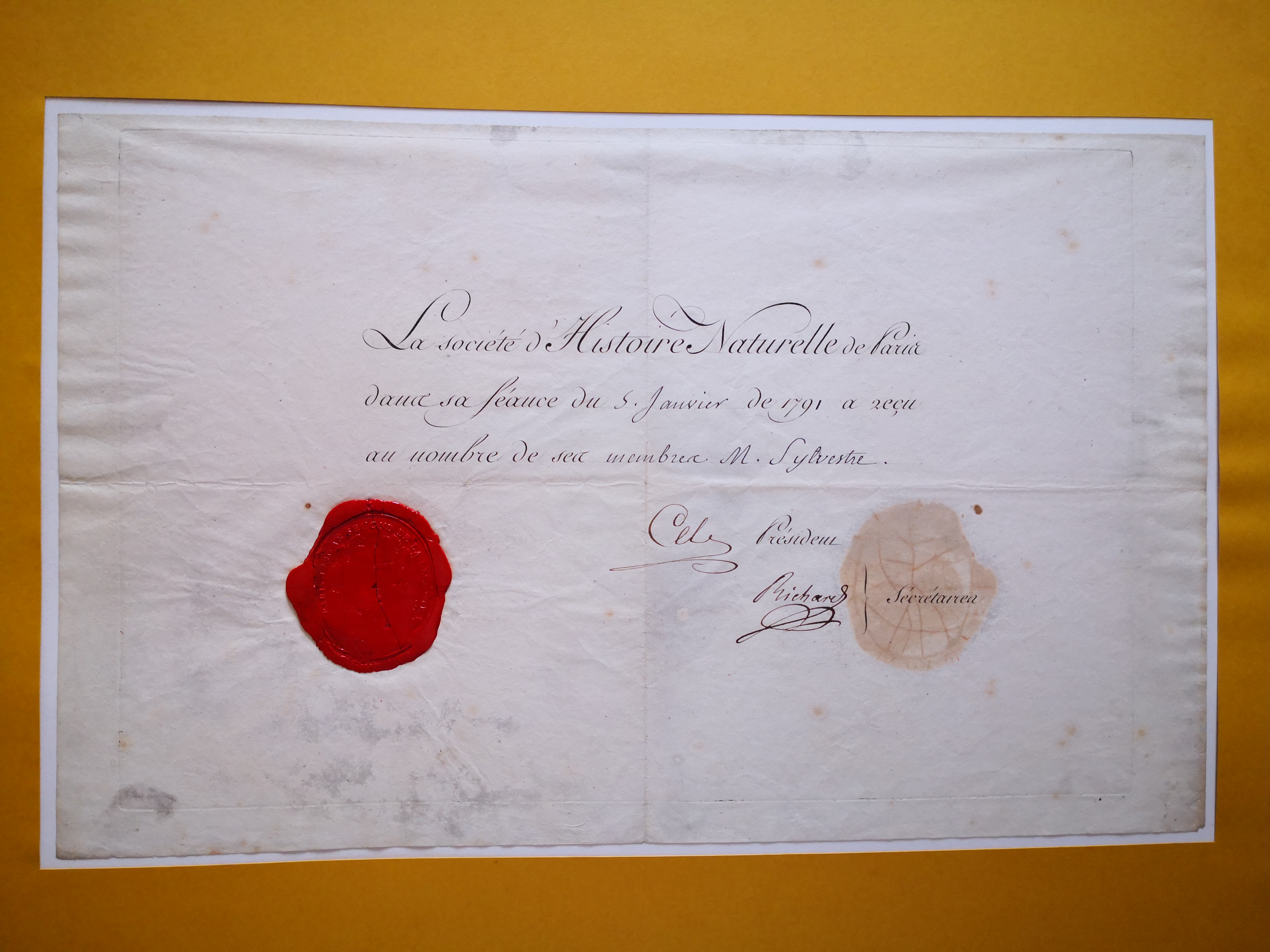  Réception de Augustin-François de Silvestre à la Société d